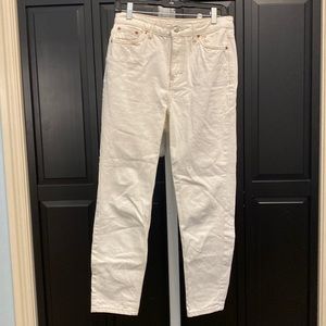 TopShop Women's Ivory Denim Mom Jeans, Size 28